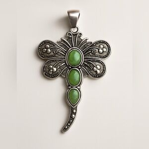 Green Gemstone Dragonfly Pendant